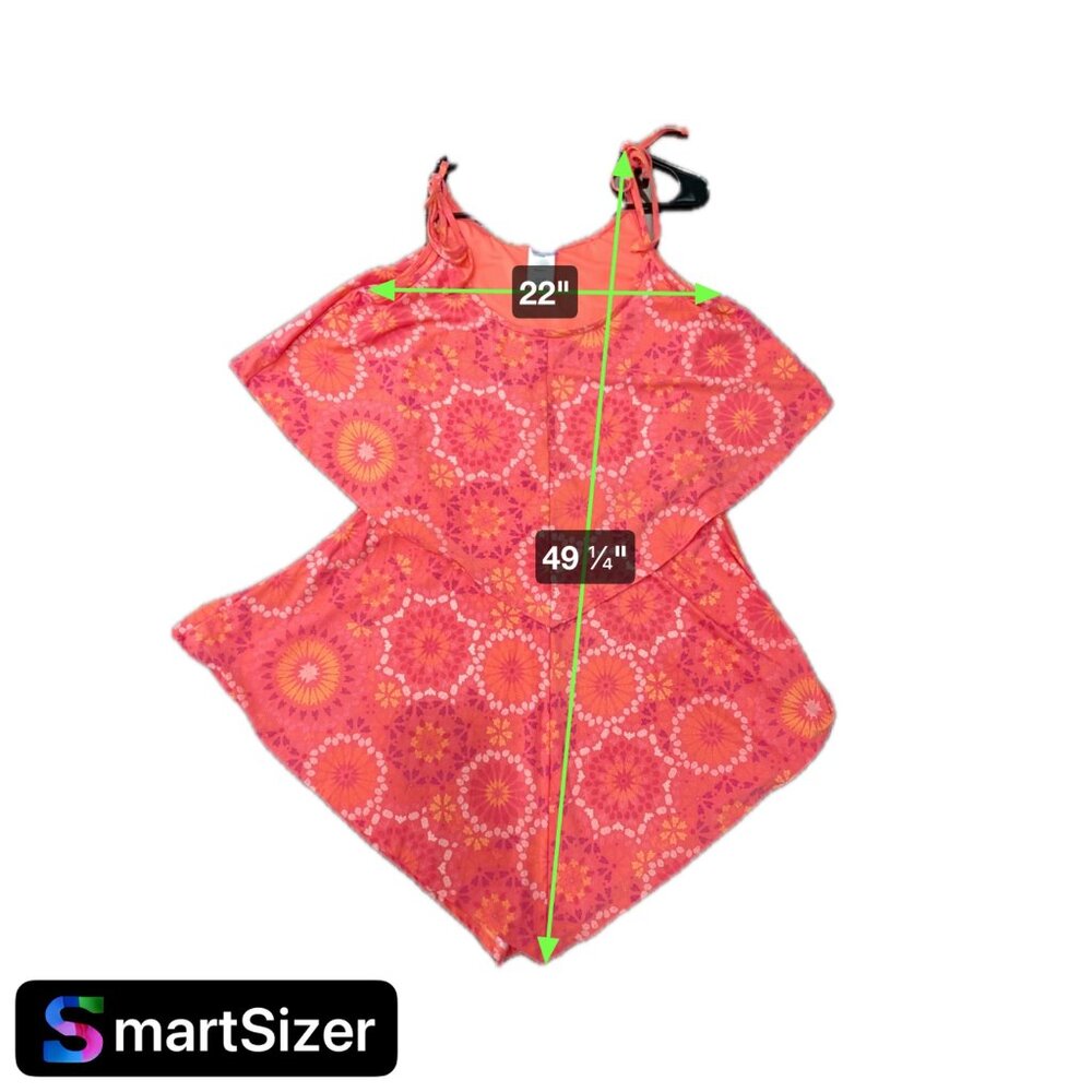 Coco Rave Womens Colorful Floral Ruffle Romper Shorts Size L Red Orange - Picture 7 of 8